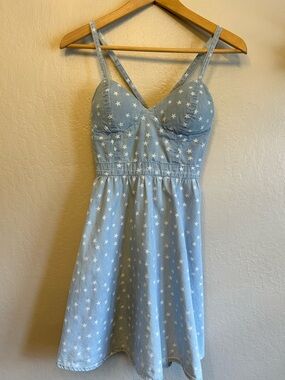 Guess Light Blue Star Print Mini Dress